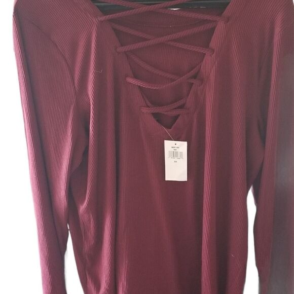 Planet Gold Trendy Plus Size Lace Up Top - Picture 3 of 6